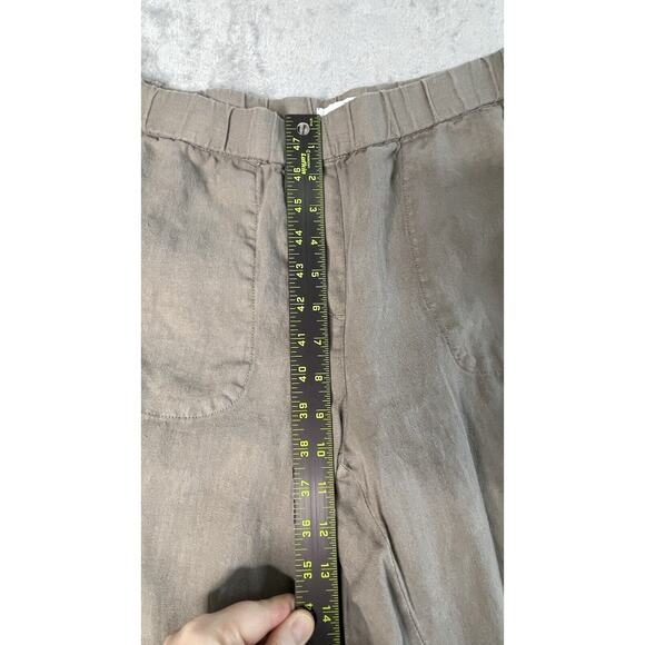 Pure Jill Pull On Linen Pants Women's Medium Olive Green Crop Cuffed Boho Beach - Picture 5 of 12